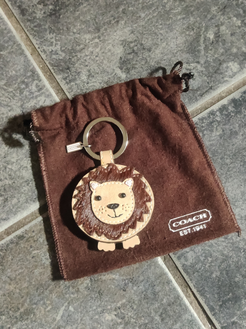 RARE - Coach Leather Lion Face Key Fob (Style 92263) - BRAND NEW